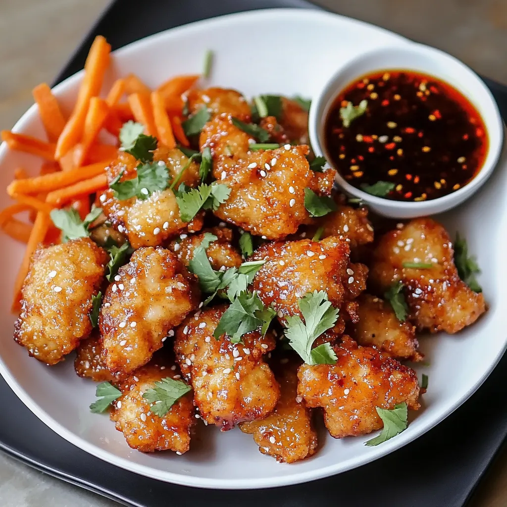 A plate of food with chicken and carrots.