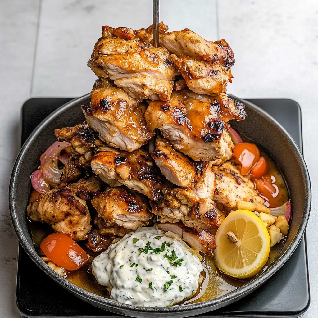 A plate of food with a lemon wedge on top.