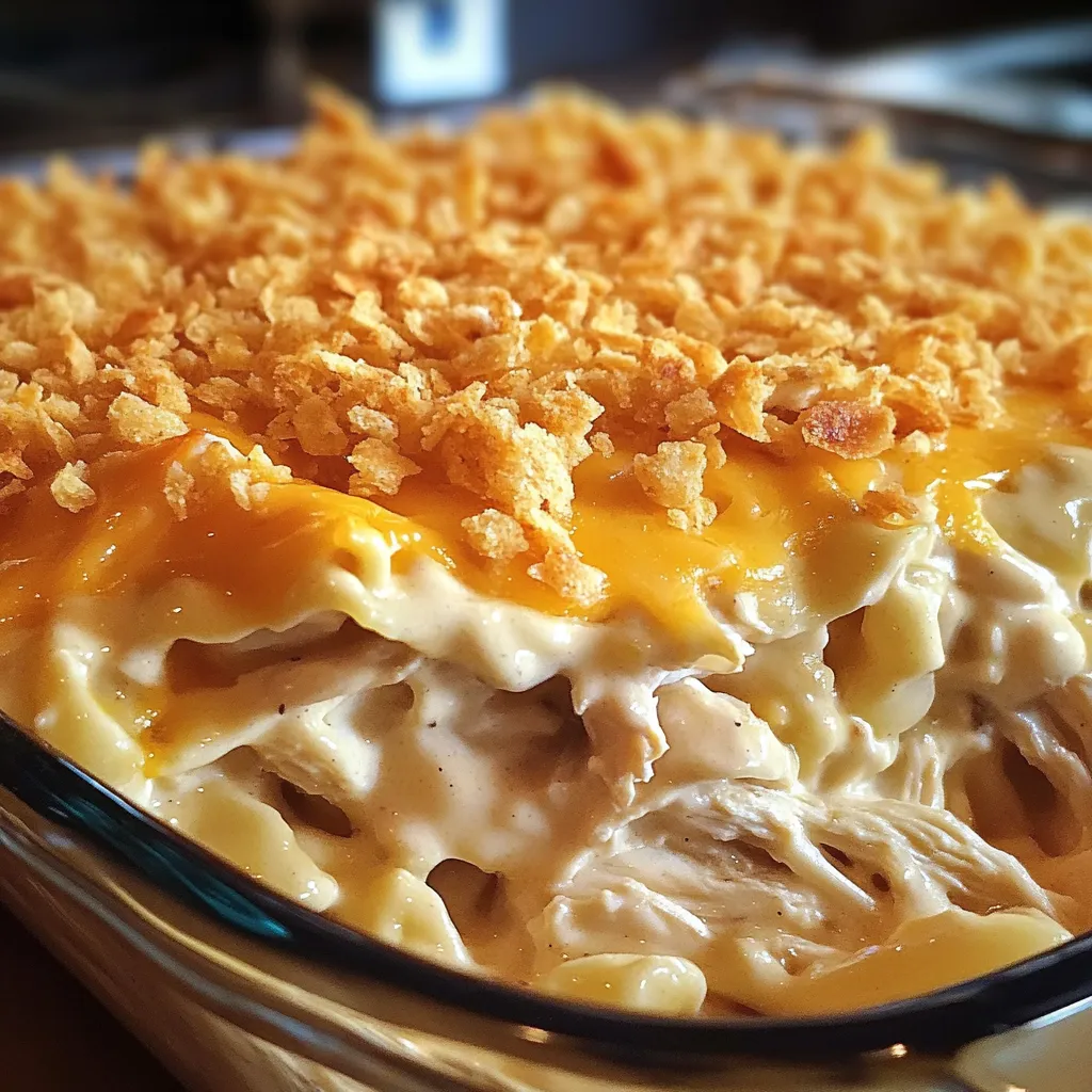 A casserole with a crispy topping.
