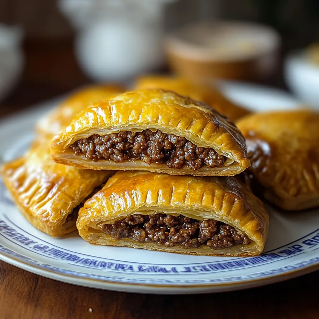 A plate of meat filled pastries.