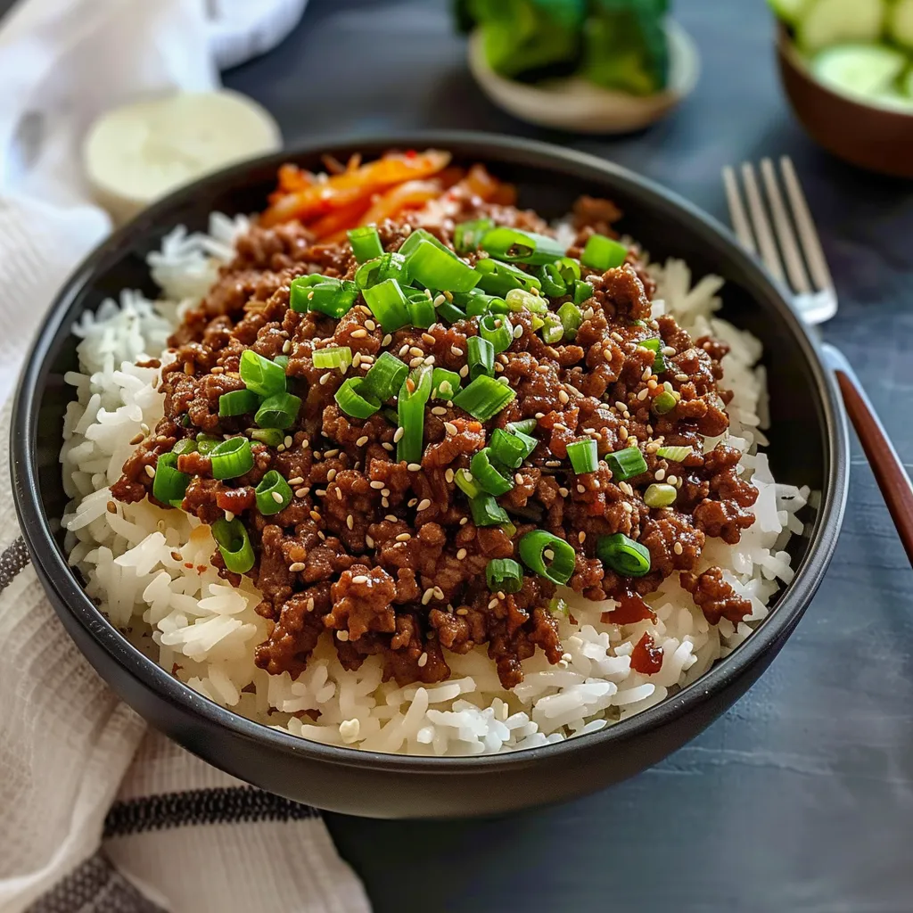 A bowl of rice with meat and vegetables.