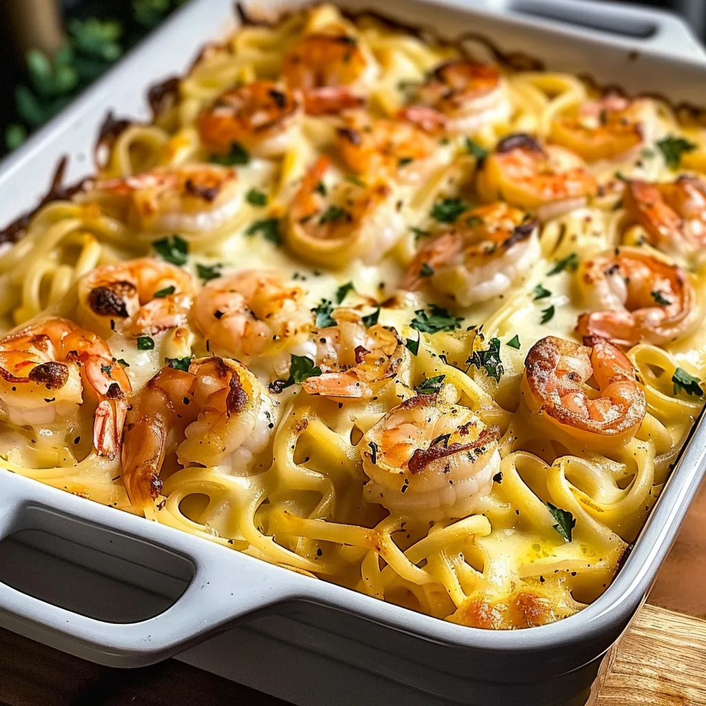 A dish of shrimp and noodles.
