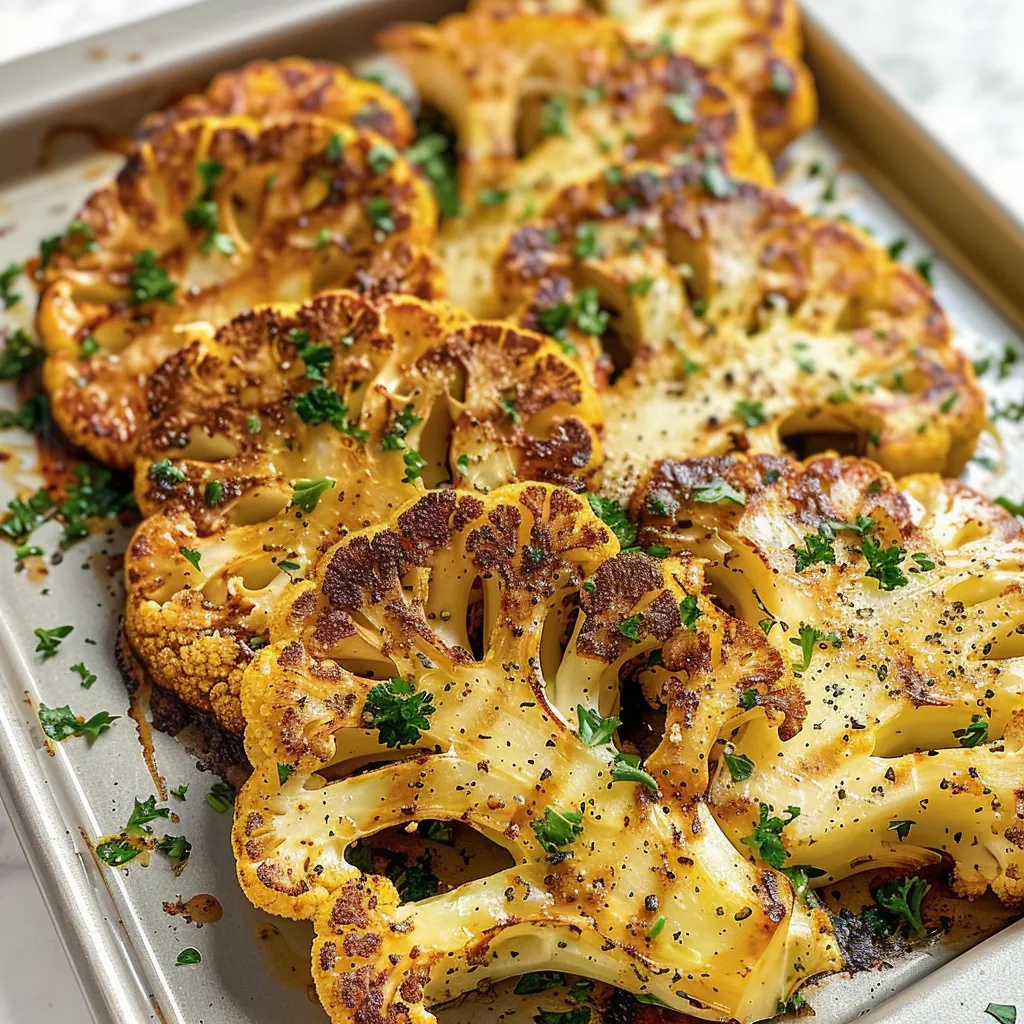A pan of cooked cauliflower with herbs.
