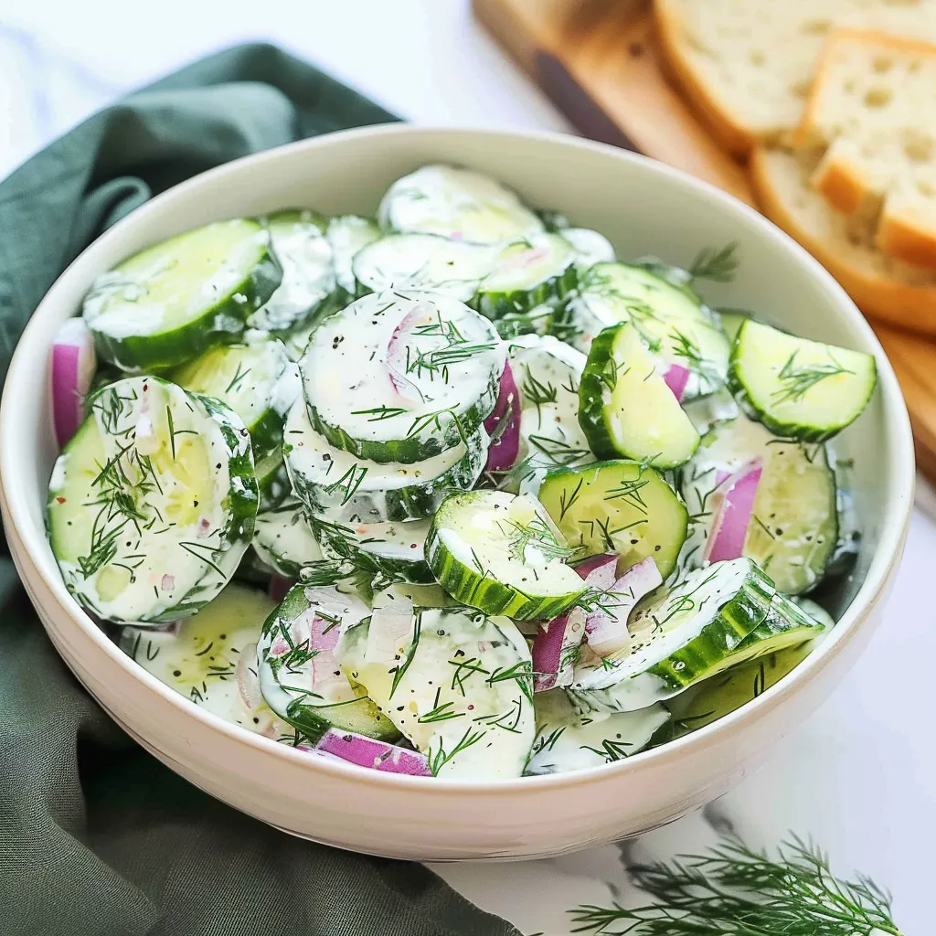 A bowl of cucumber salad with onions.