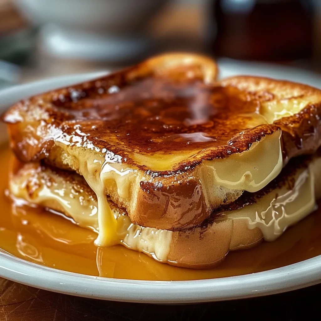 A plate of French toast with syrup.