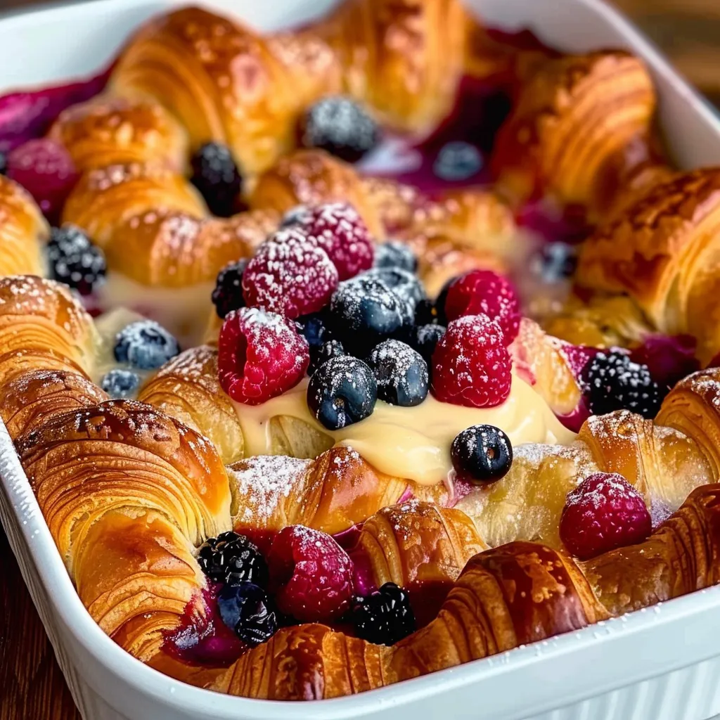 A white bowl filled with a pastry and berries.