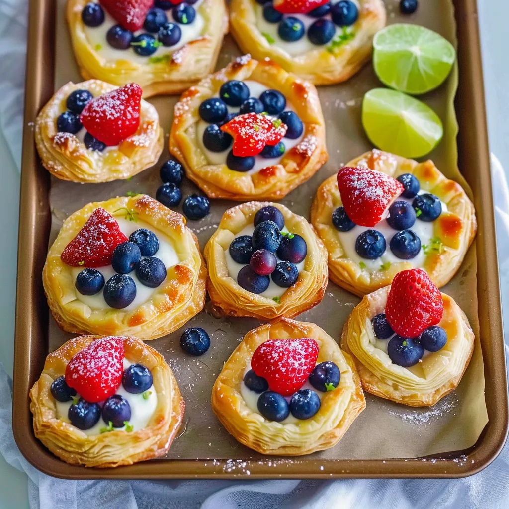 A tray of blueberry and strawberry filled pastries.