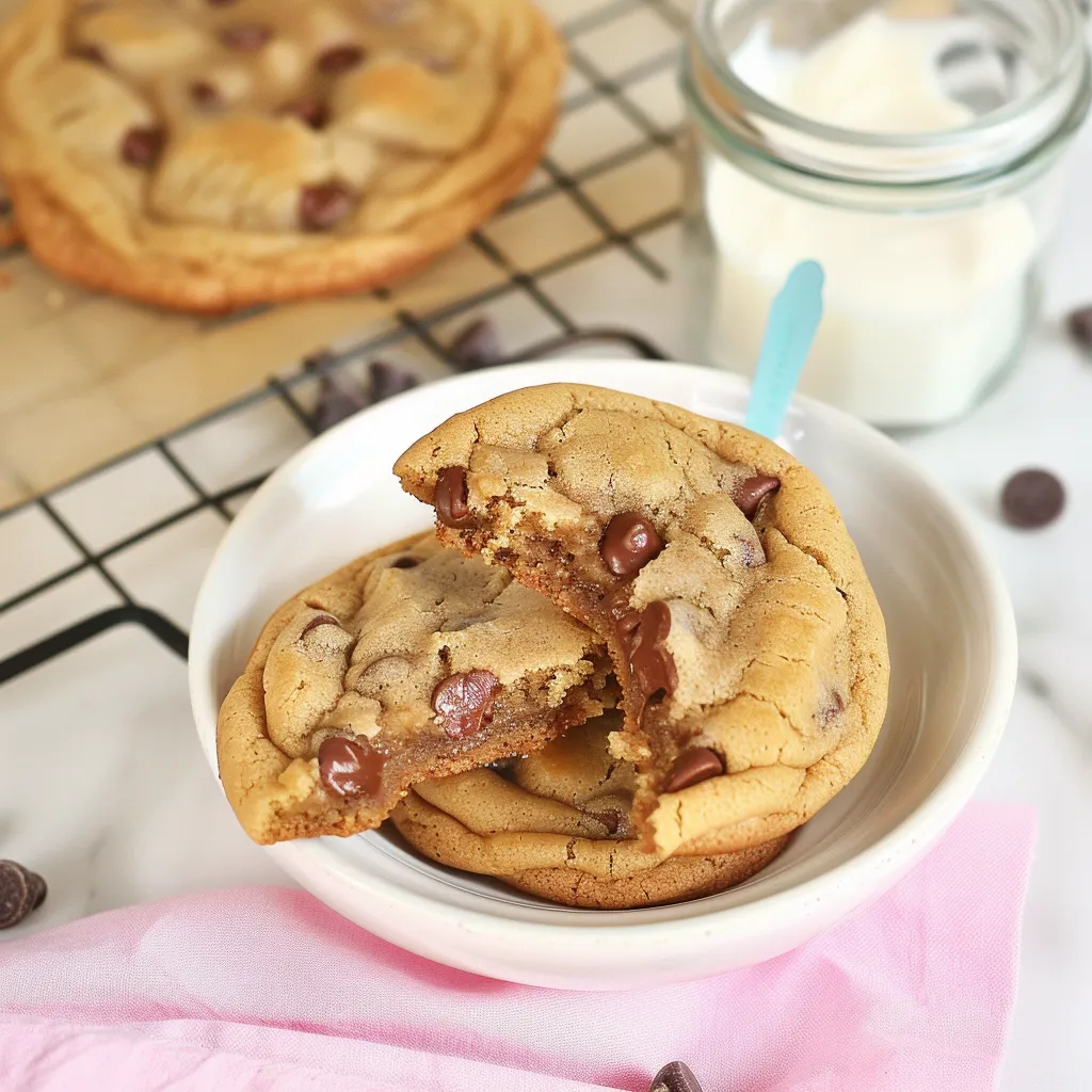 A half eaten cookie with chocolate chips.