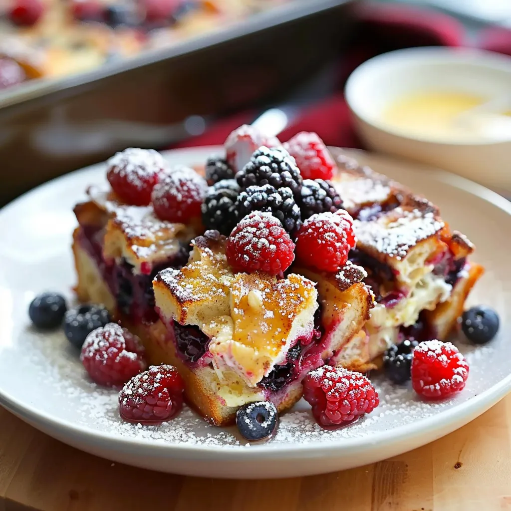 A plate of food with berries on top.