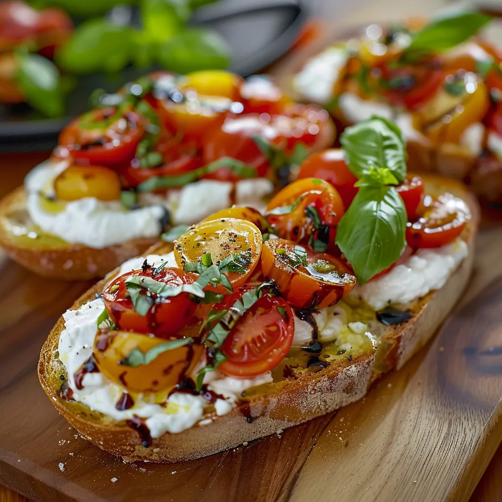 A plate of food with tomatoes and basil.