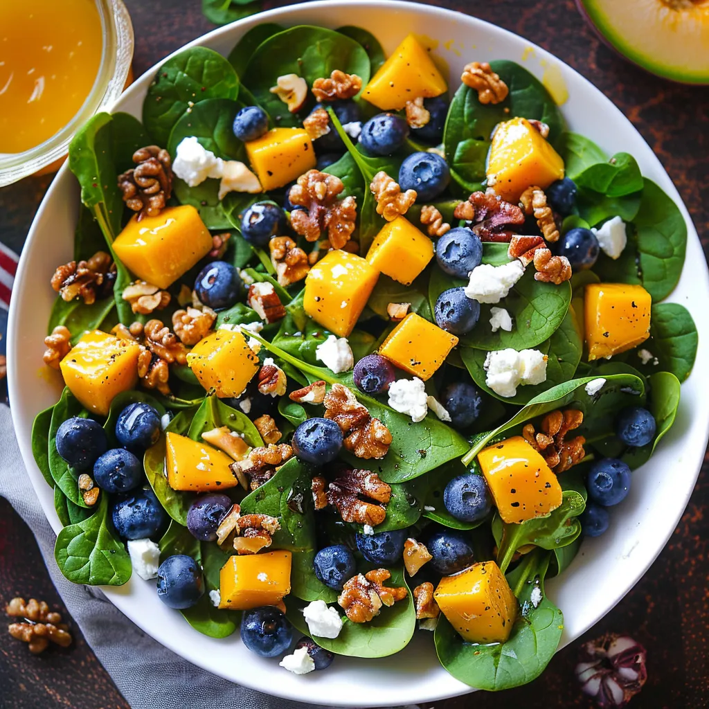 A bowl of salad with blueberries, walnuts, and orange slices.