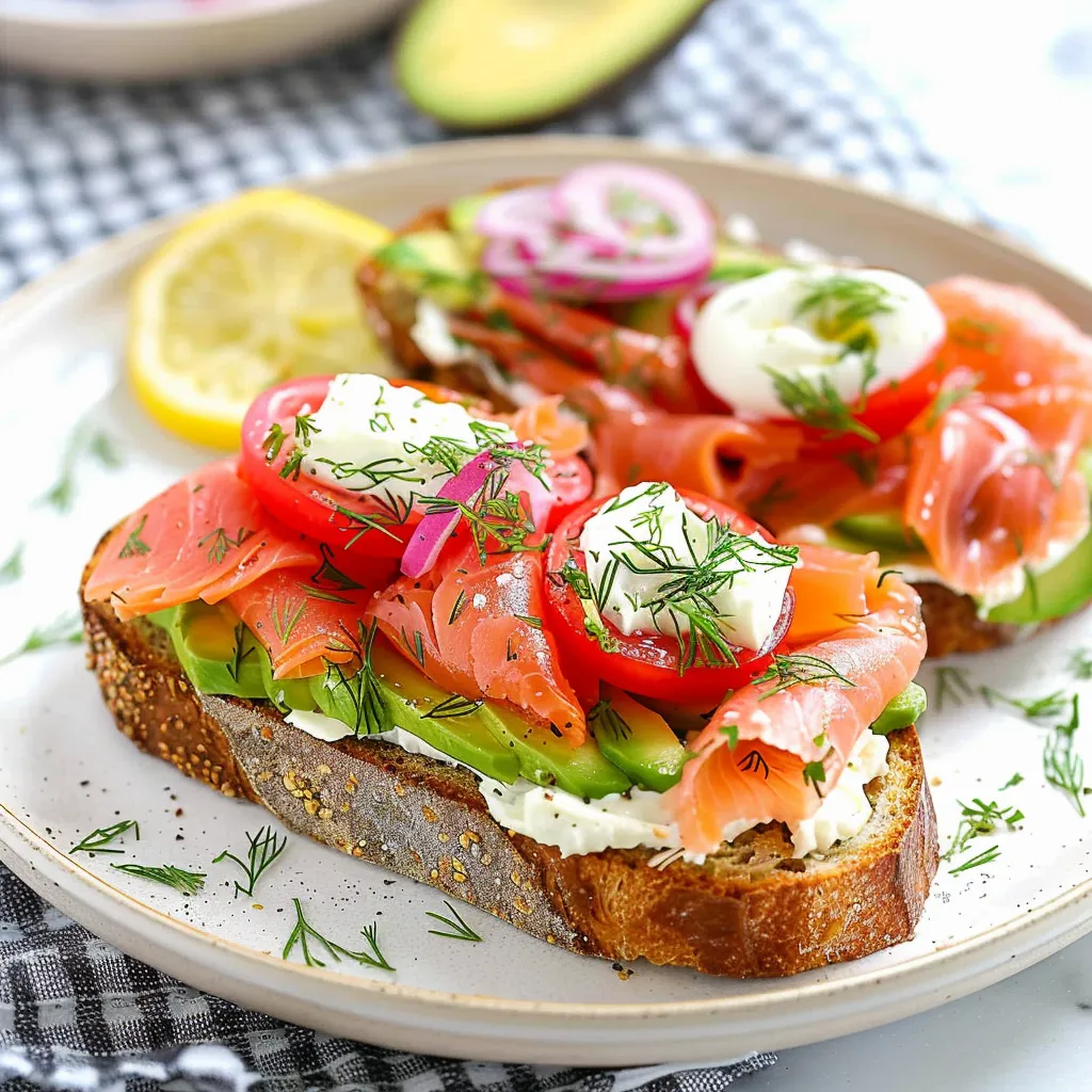 A plate of food with a slice of bread and a slice of avocado.