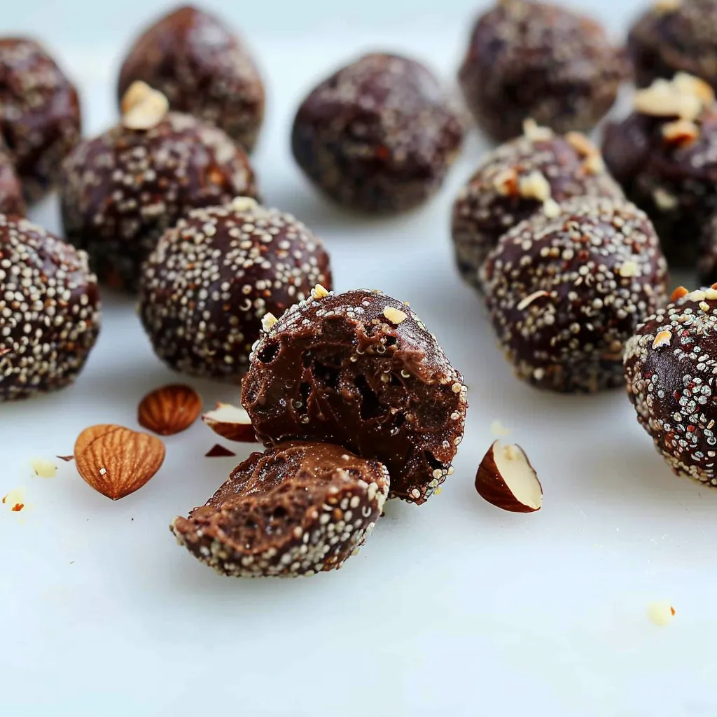 A plate of chocolate covered almonds.