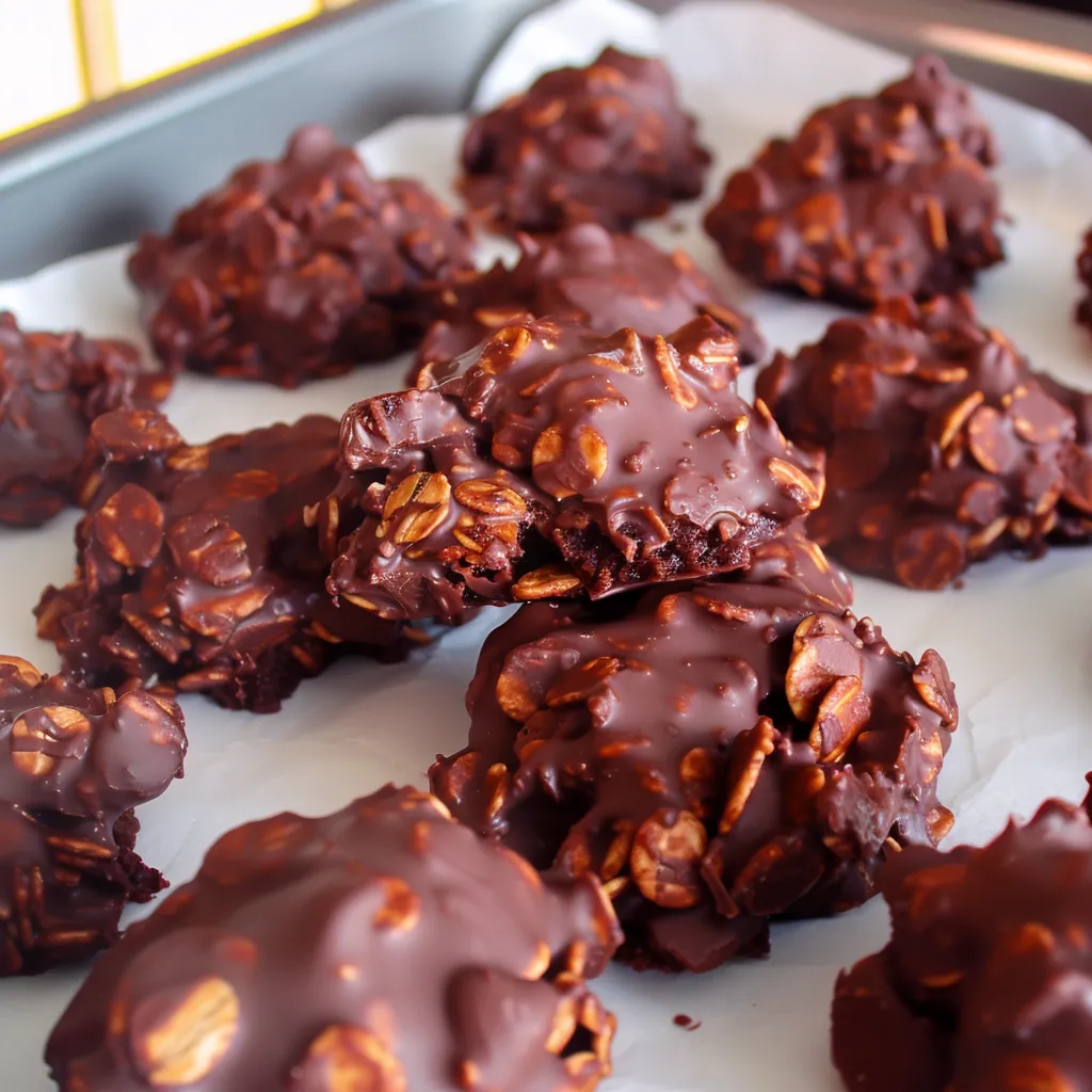Chocolate covered pecans on a tray.