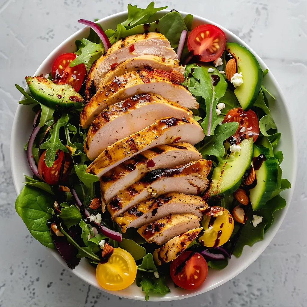 A bowl of food with chicken and vegetables.