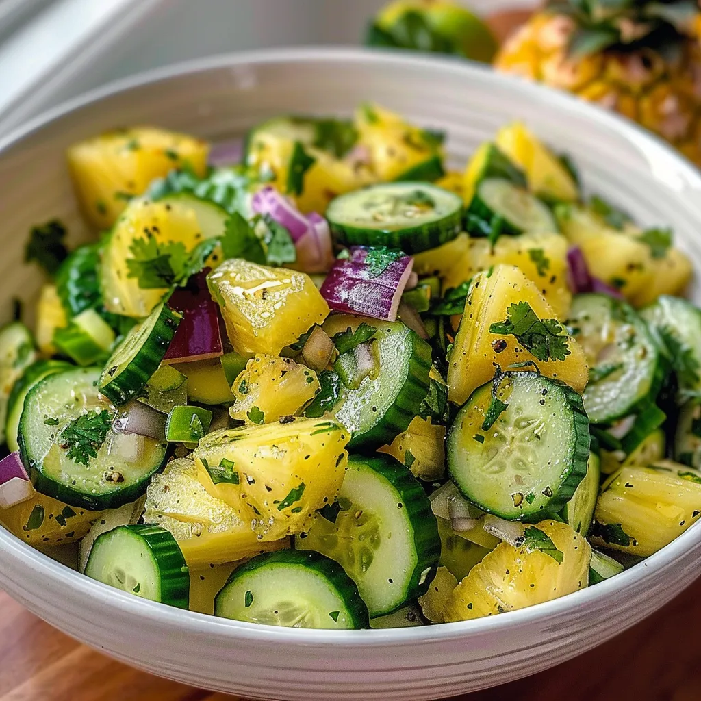 A bowl of vegetables including cucumbers, onions, and limes.