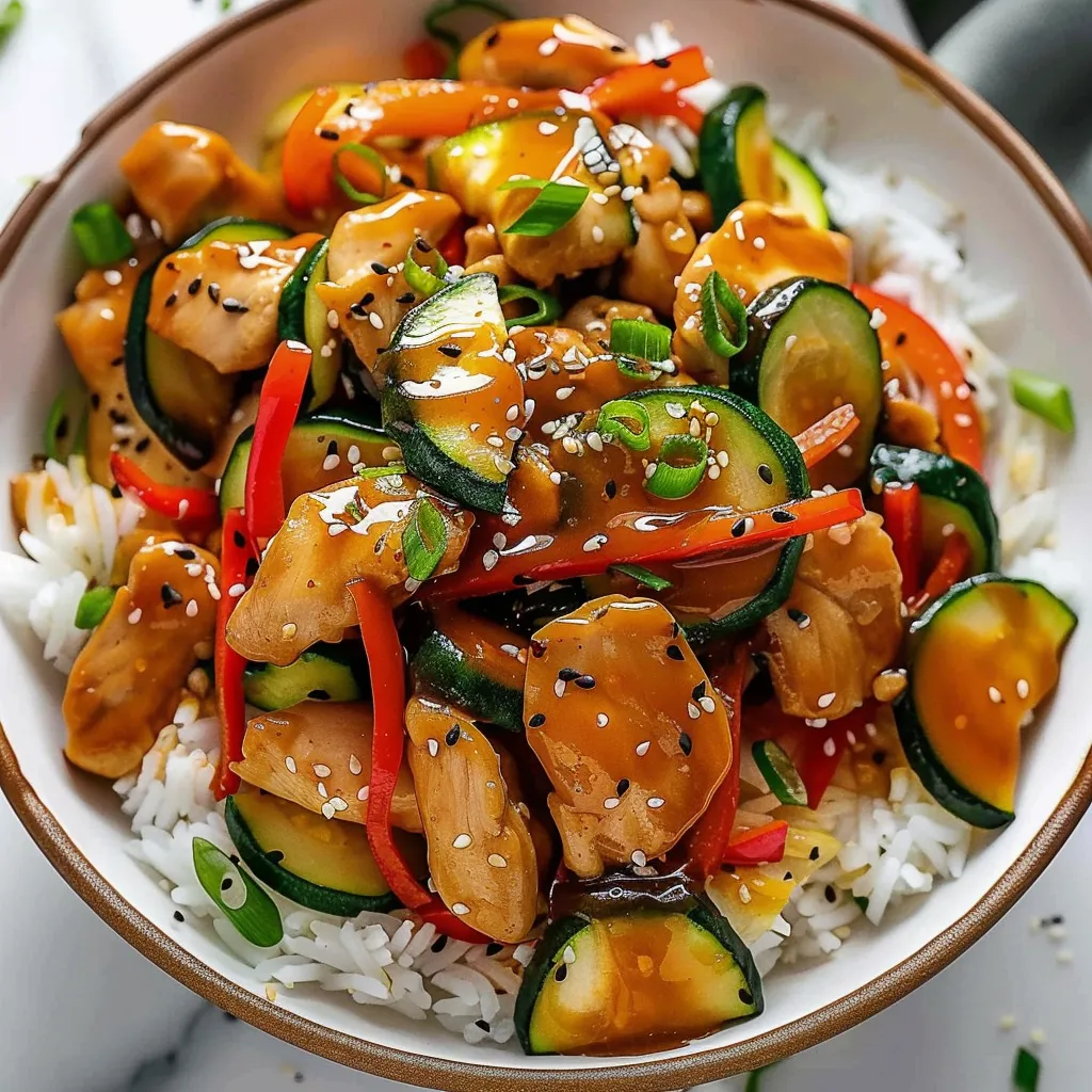 A bowl of chicken and vegetables.