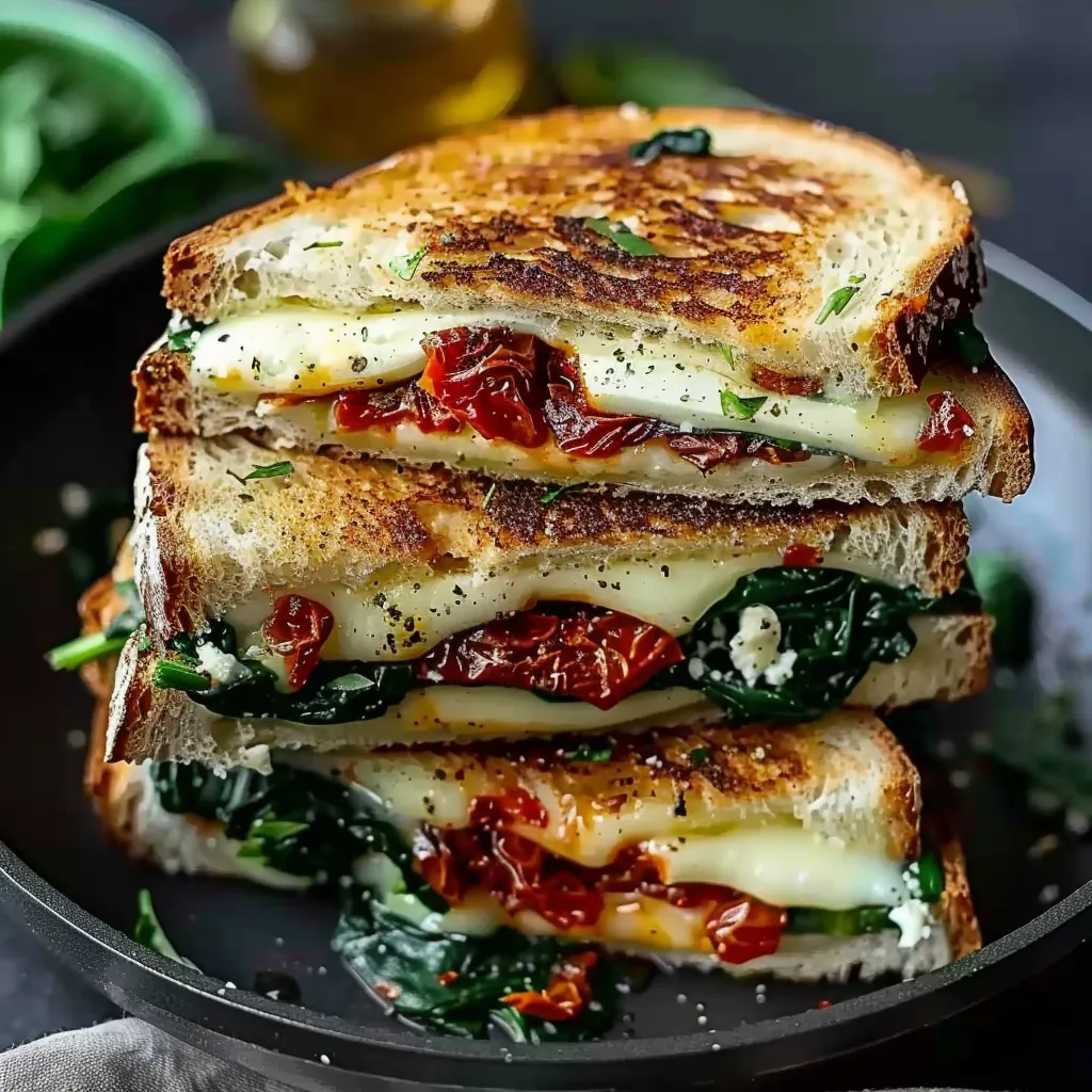 A sandwich with cheese and tomatoes.