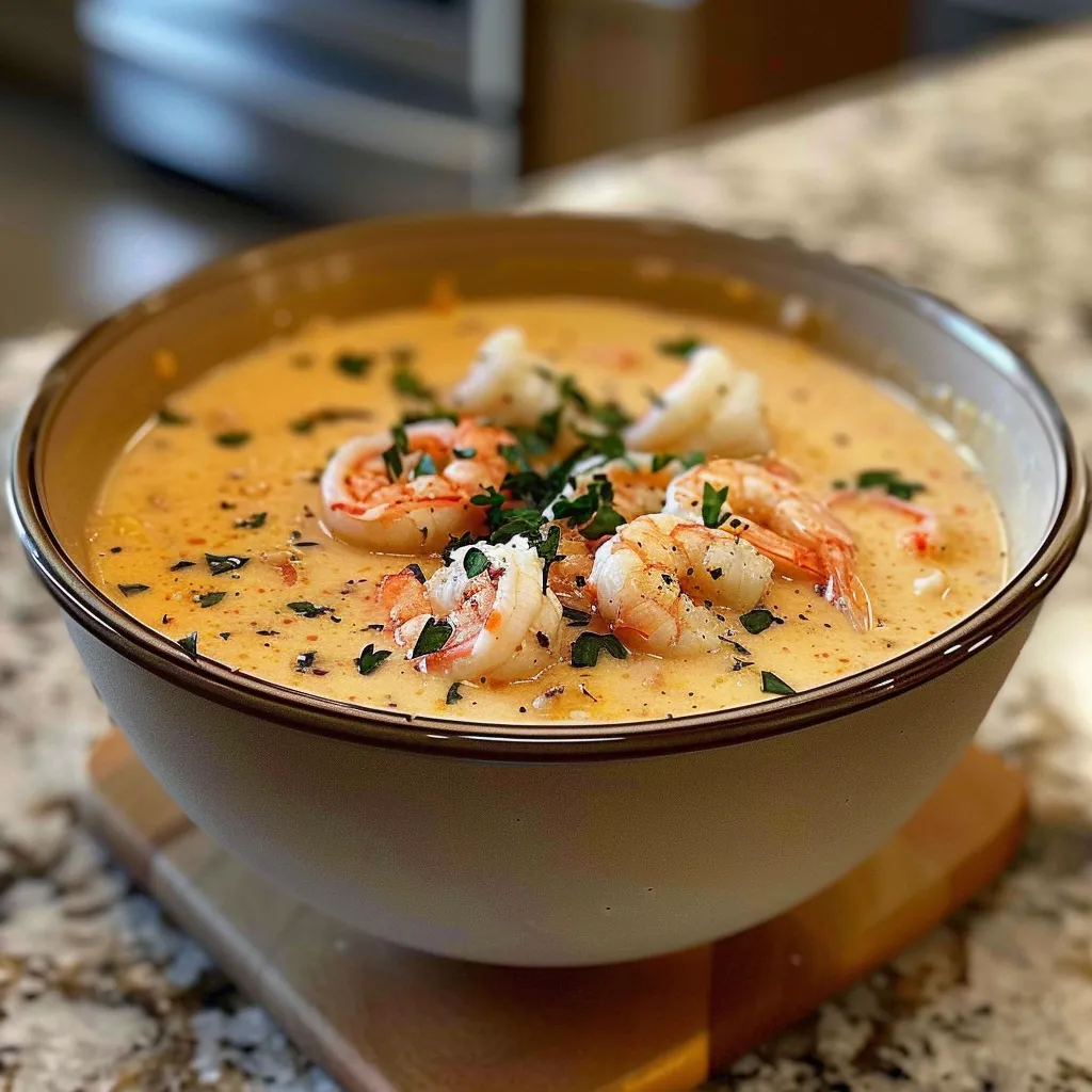 A bowl of shrimp soup.