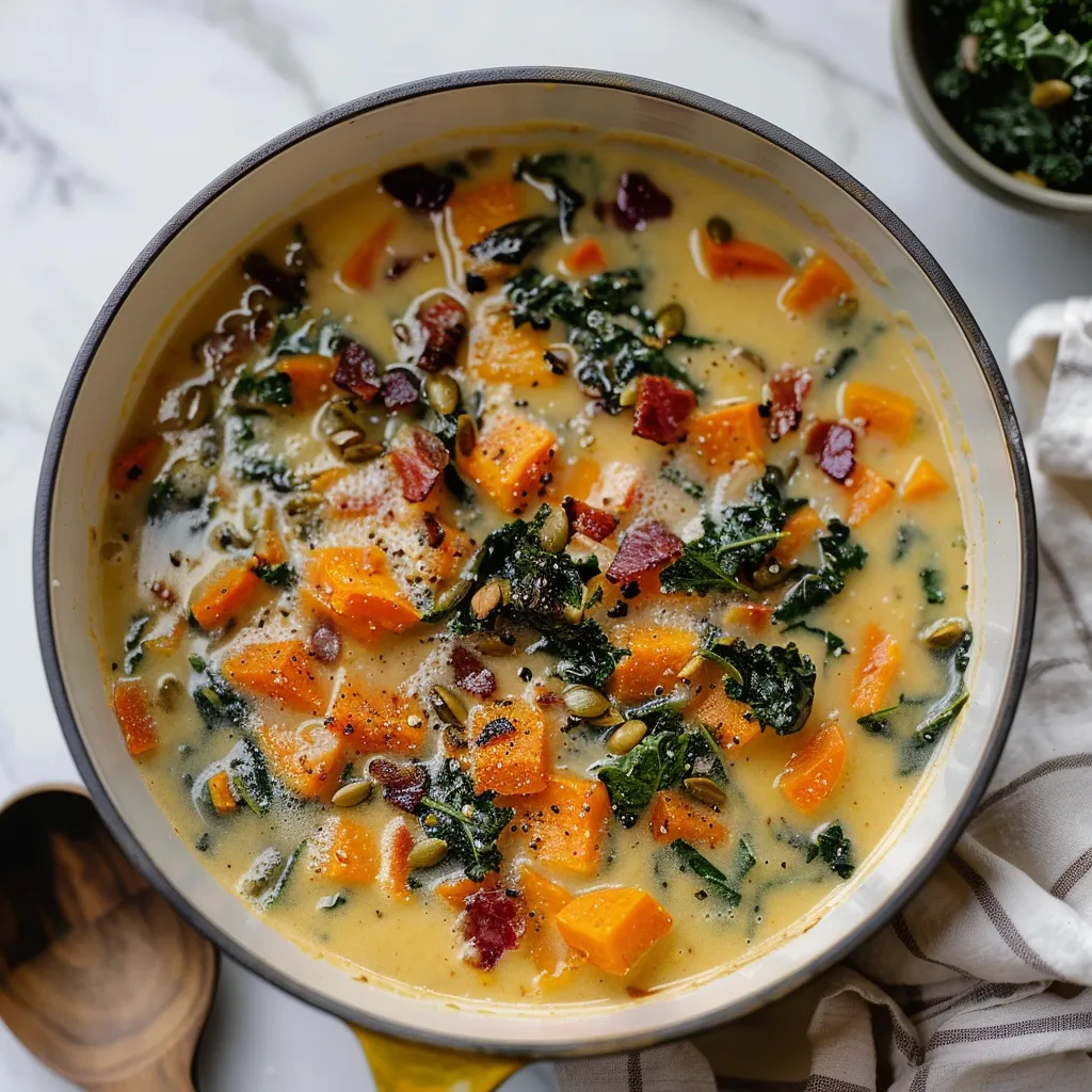 A bowl of soup with vegetables and greens.