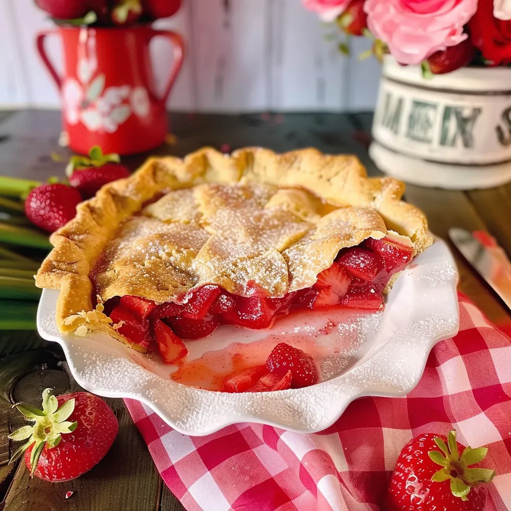 A pie with strawberries on top.