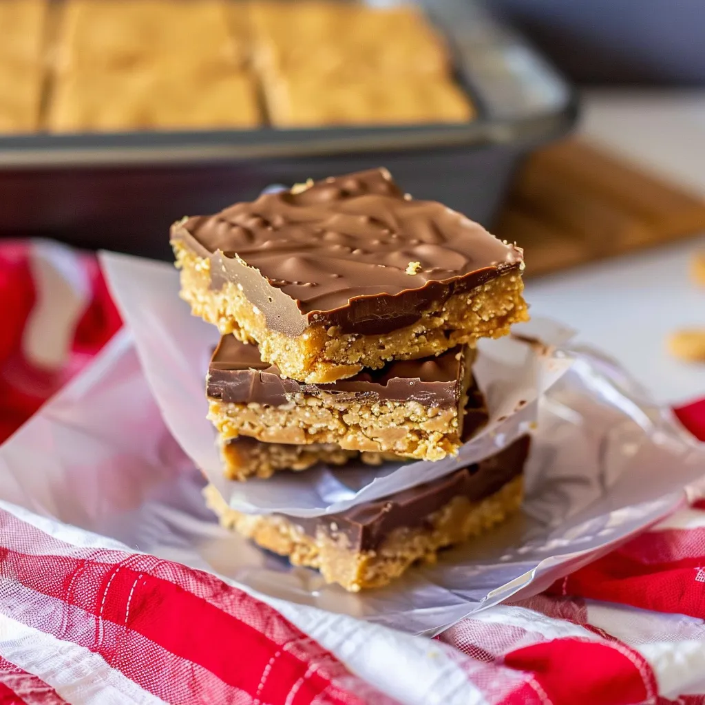A stack of three chocolate bars.