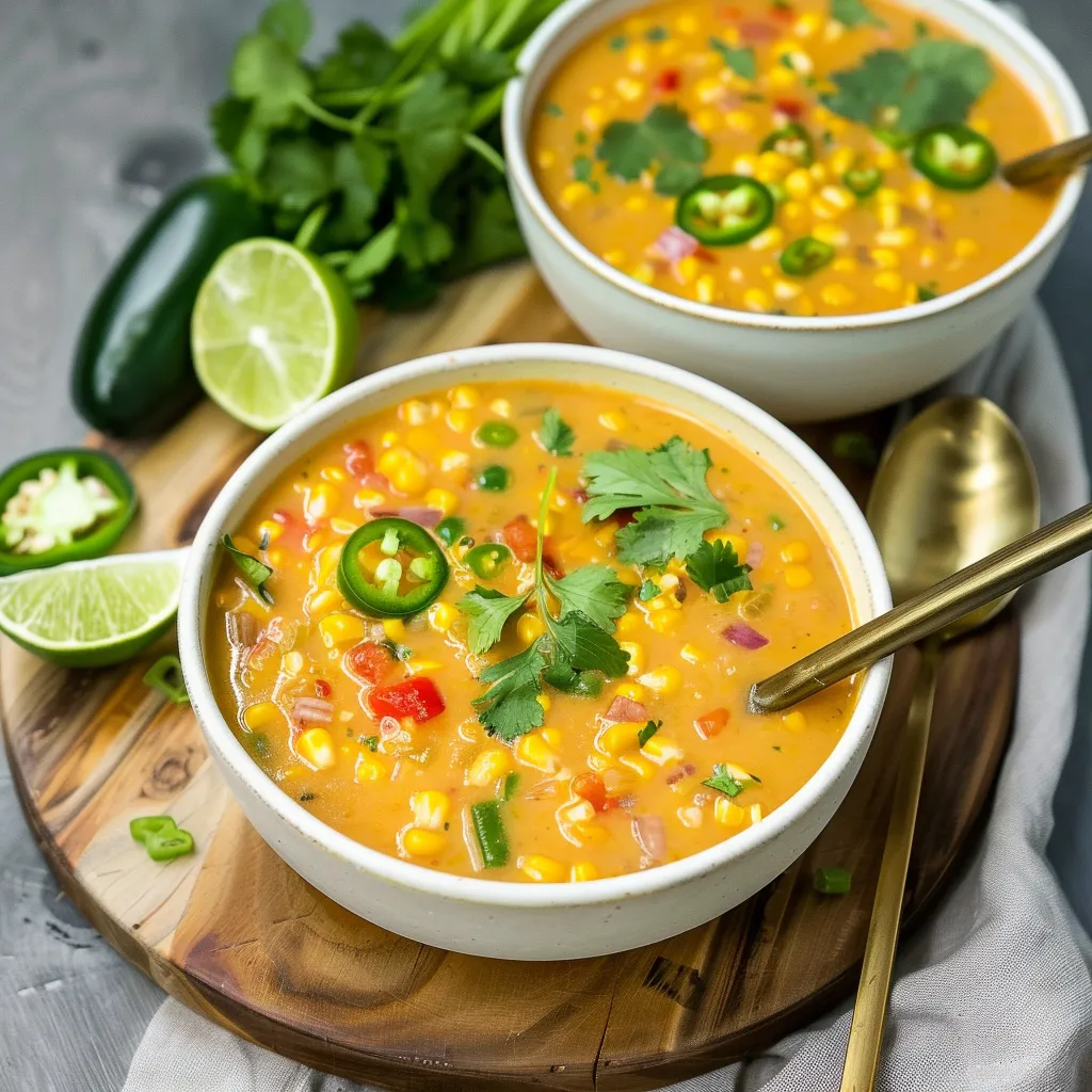 Two bowls of soup with green onions and jalapenos.