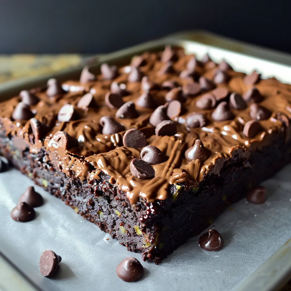 A piece of chocolate cake with chocolate chips.