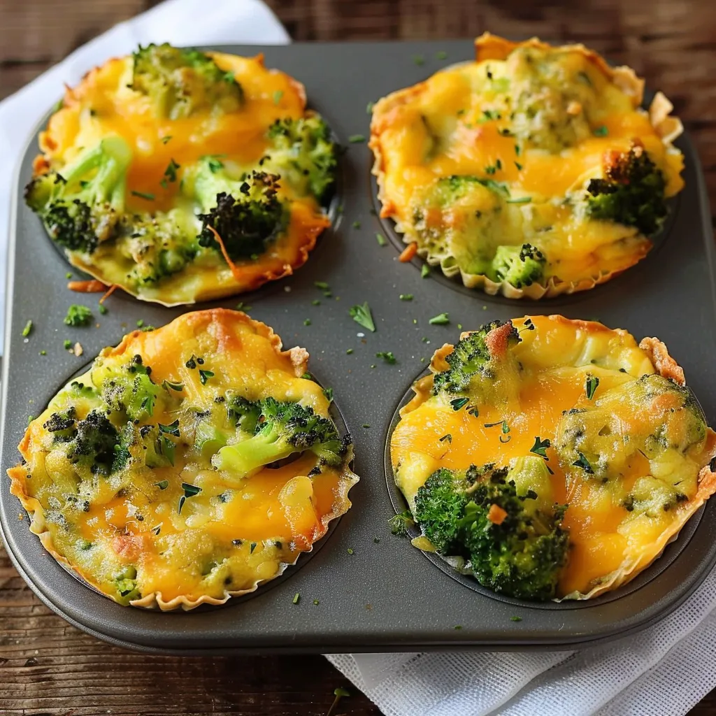 A tray of broccoli and cheese cups.
