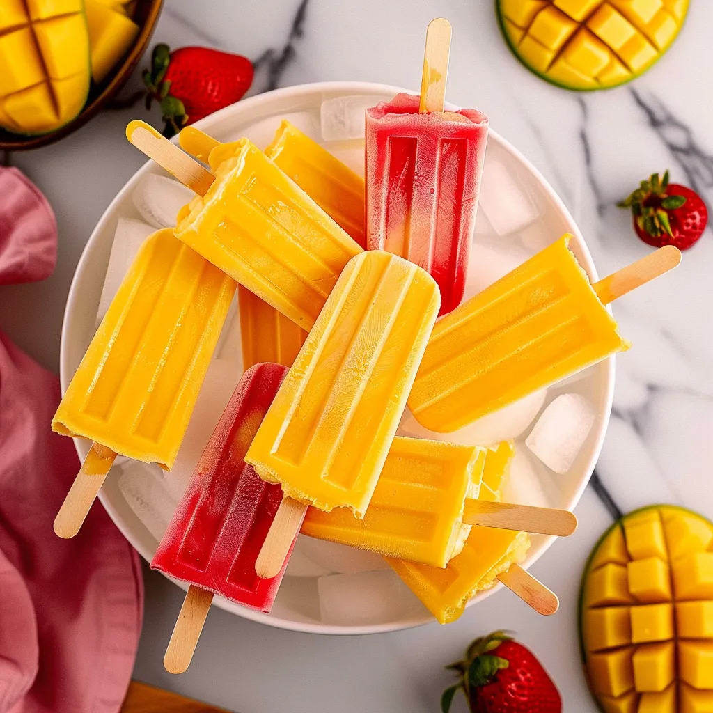 A bowl of popsicles with strawberries and kiwi.