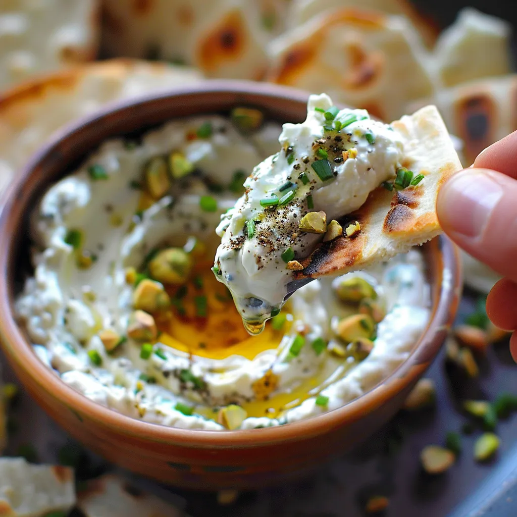 A person is eating a dip from a bowl.