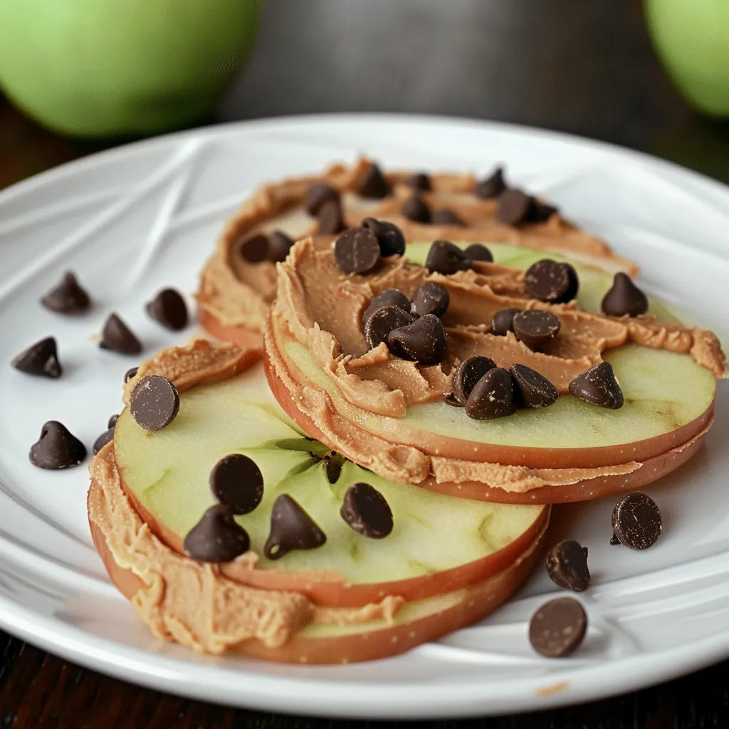 A plate with two slices of peanut butter and chocolate chip sandwiches.