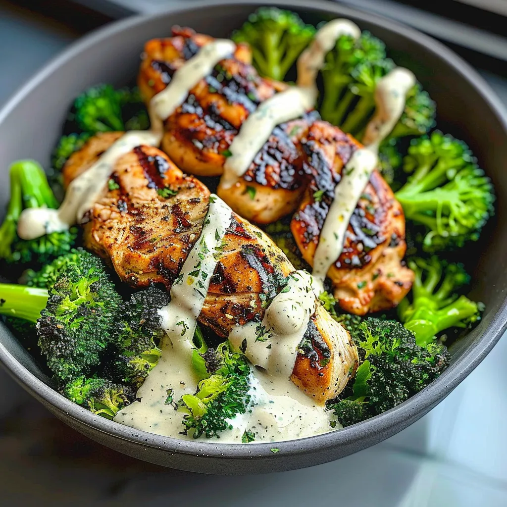 A bowl of food with broccoli and chicken.