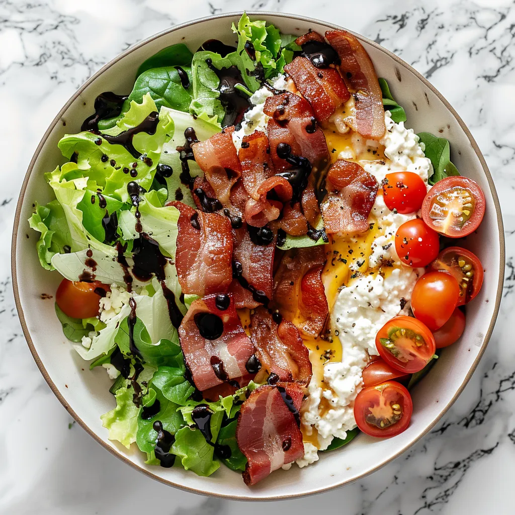 A plate of food with tomatoes, lettuce, and bacon.