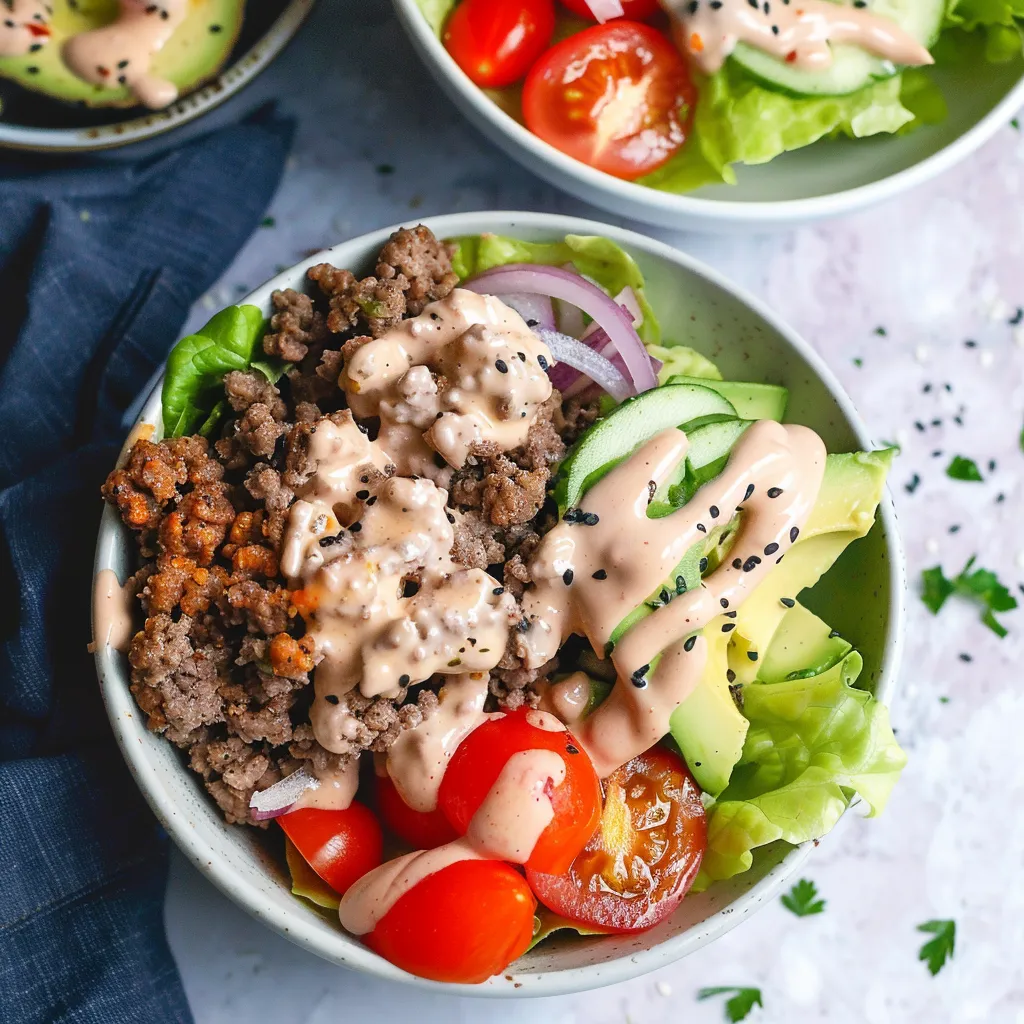 A bowl of salad with meat and tomatoes.