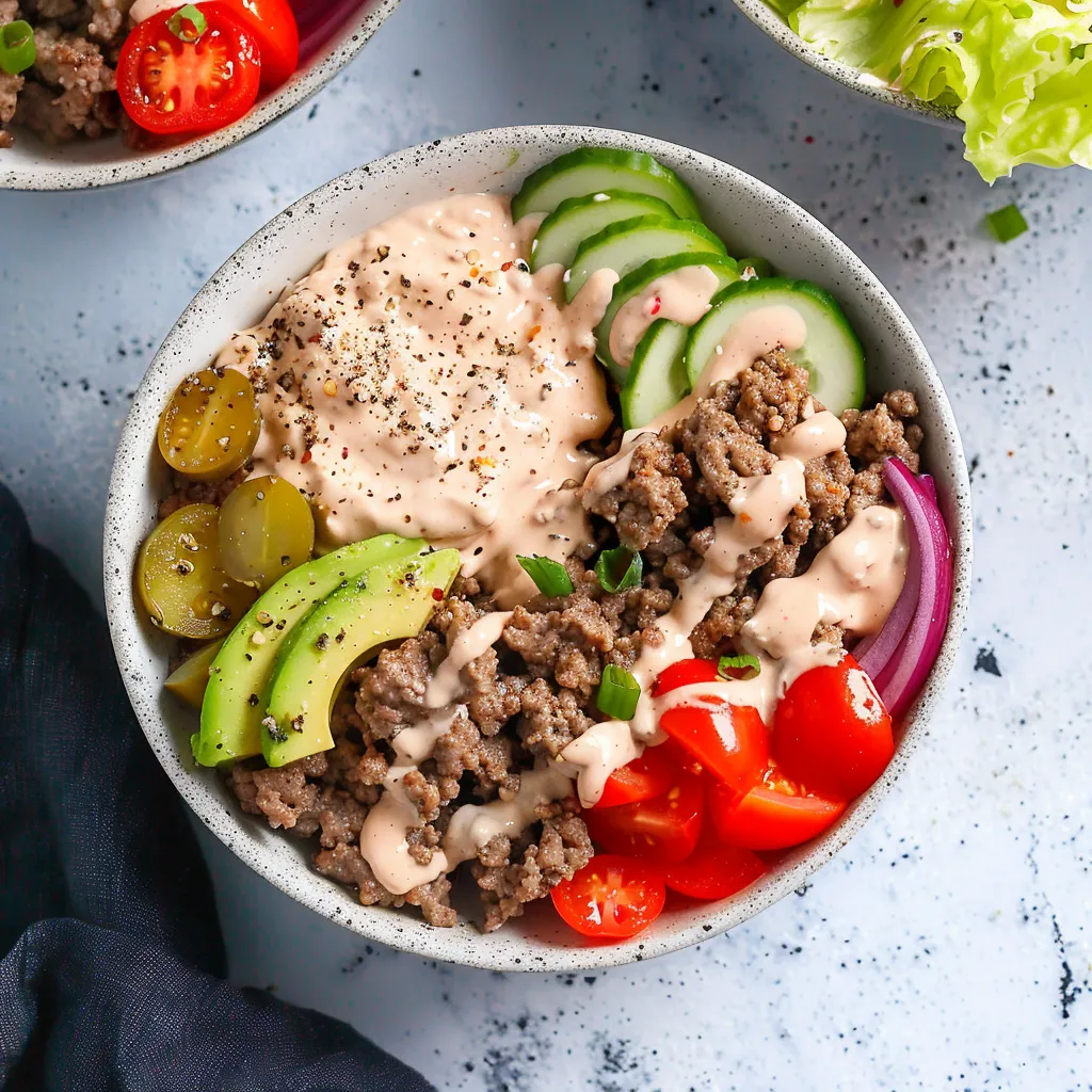 A bowl of food with meat, tomatoes, and cucumbers.