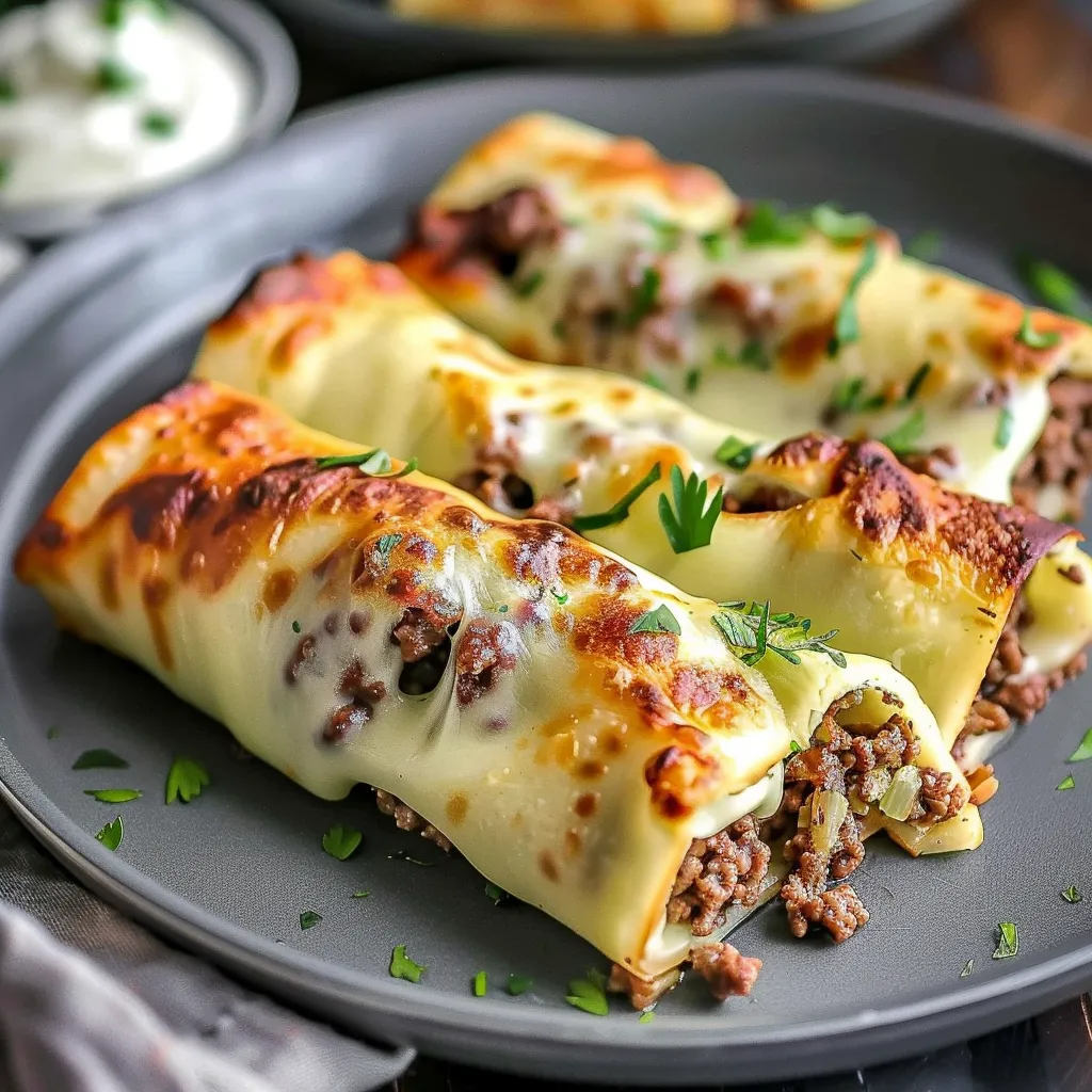 A plate of food with meat and cheese.