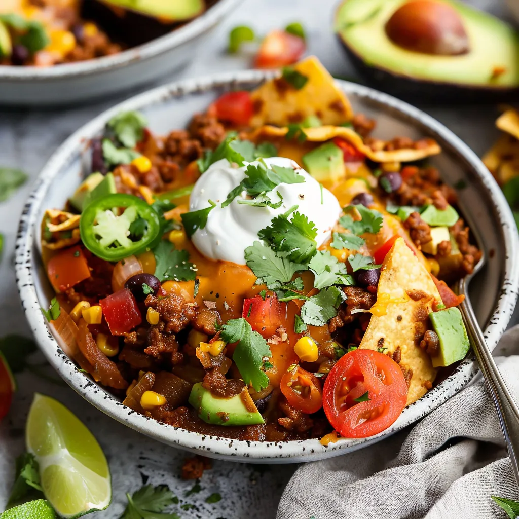 A bowl of food with a spoon in it.