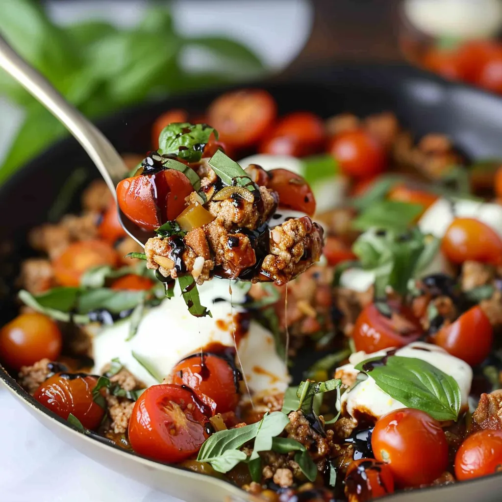 A pan of food with a spoon in it.