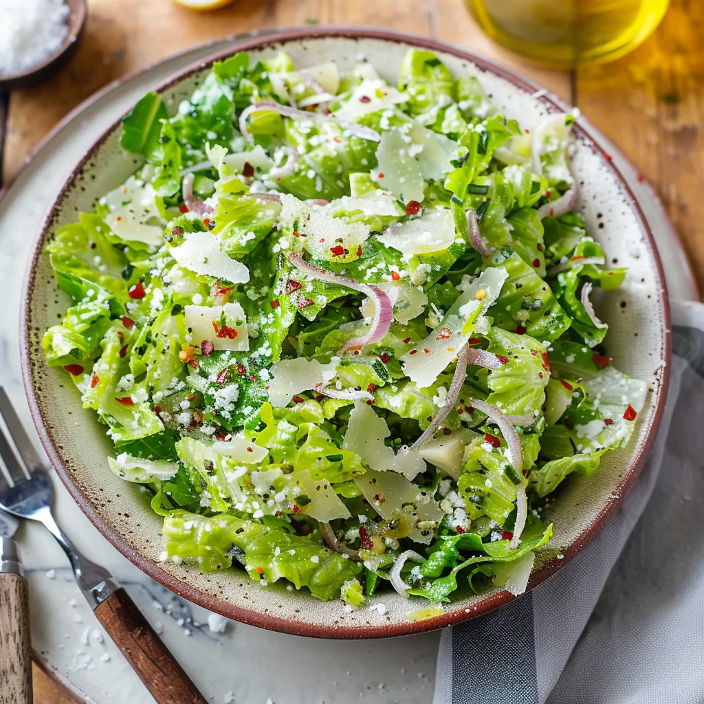 A bowl of salad with cheese and red peppers.