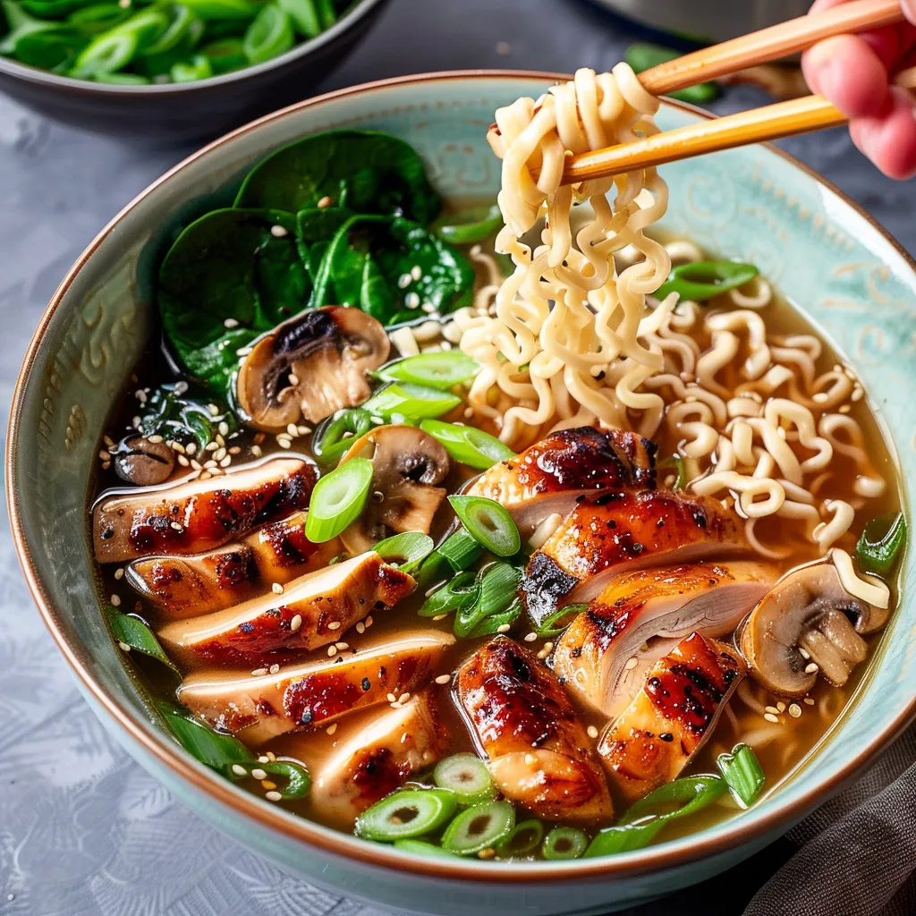 A bowl of noodles with meat and vegetables.