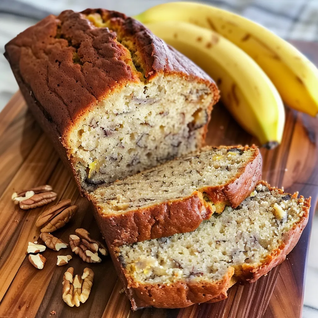 A slice of banana bread with a banana on the side.