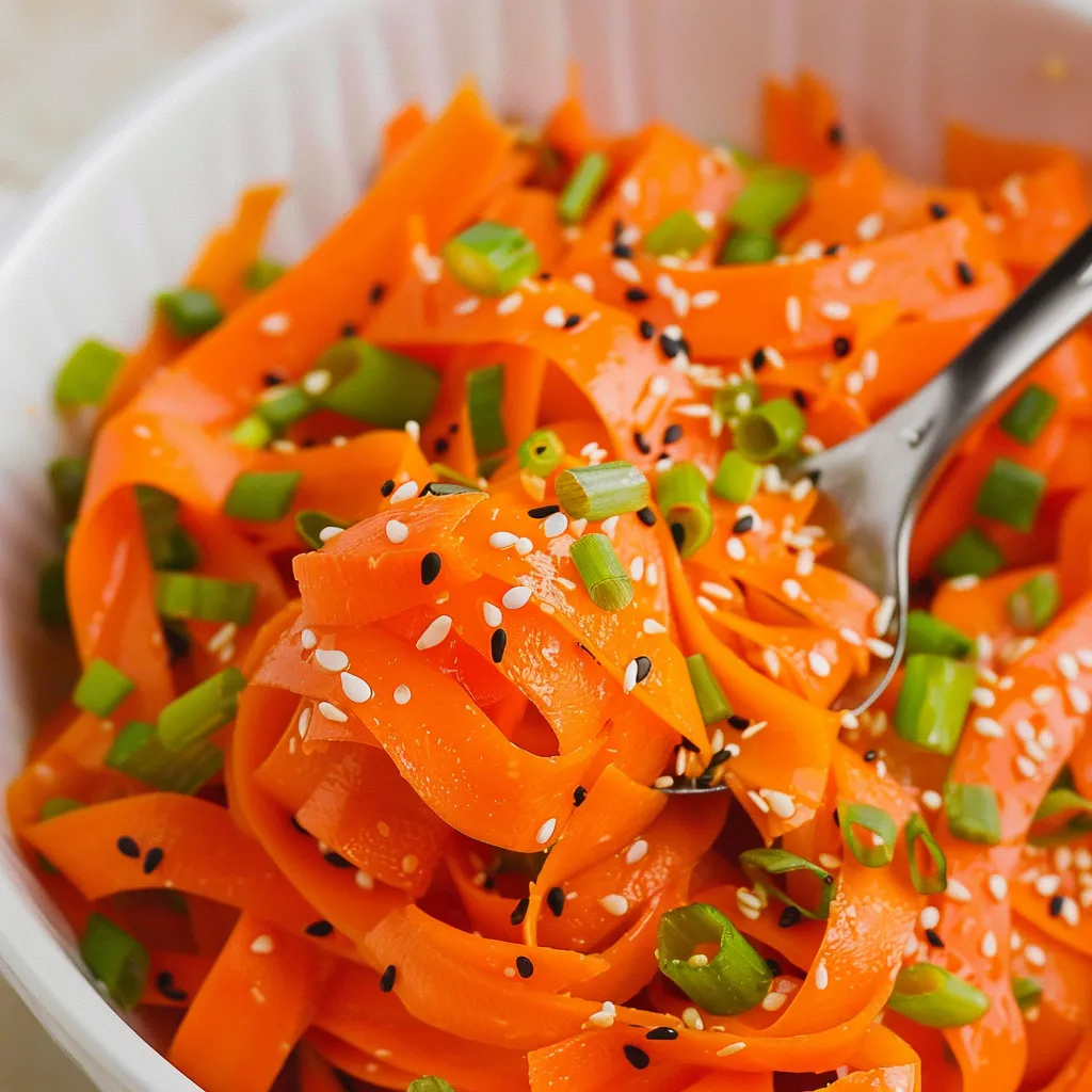 A bowl of noodles with carrots and black pepper.