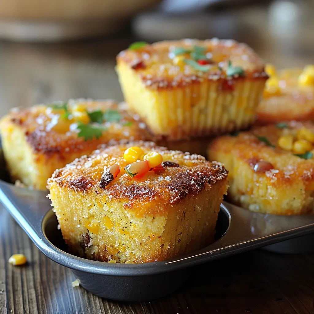 A plate of muffins with corn and cheese.