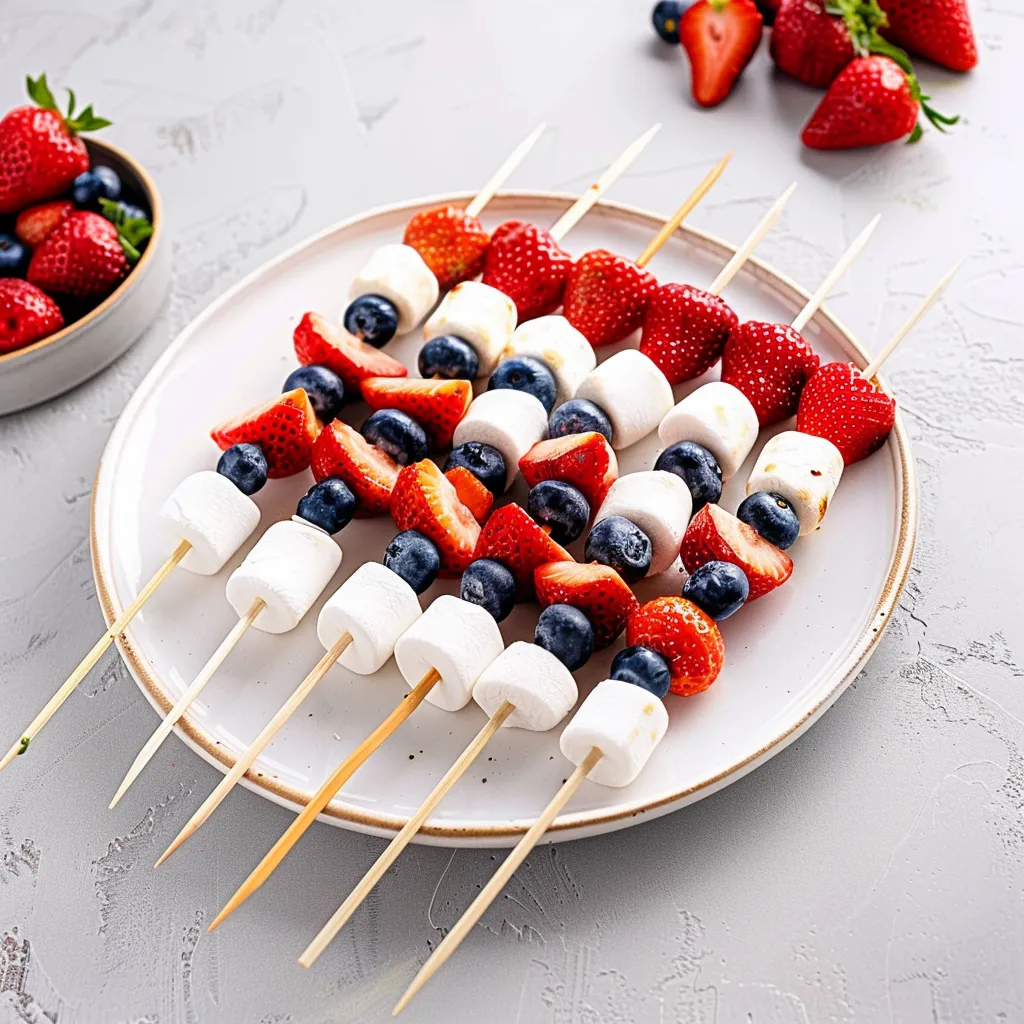 A plate of marshmallows and strawberries.