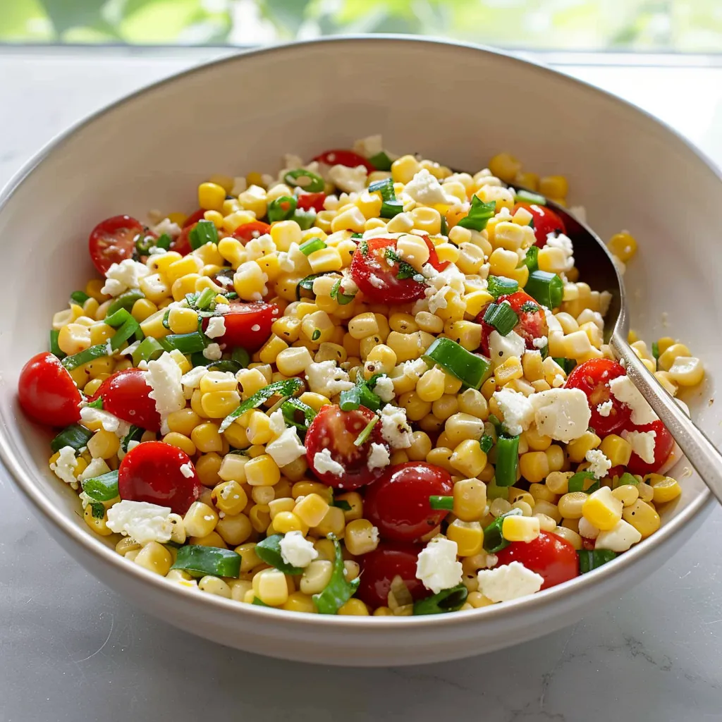 A bowl of corn and tomatoes.