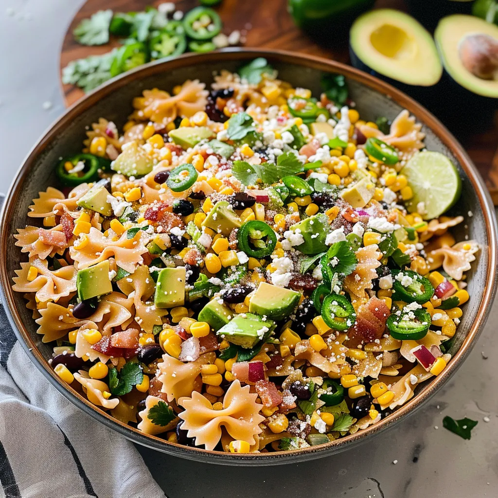 A bowl of pasta with vegetables.