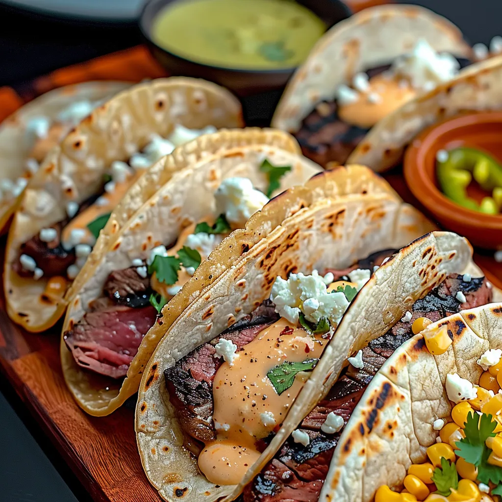 A plate of tacos with meat and cheese.