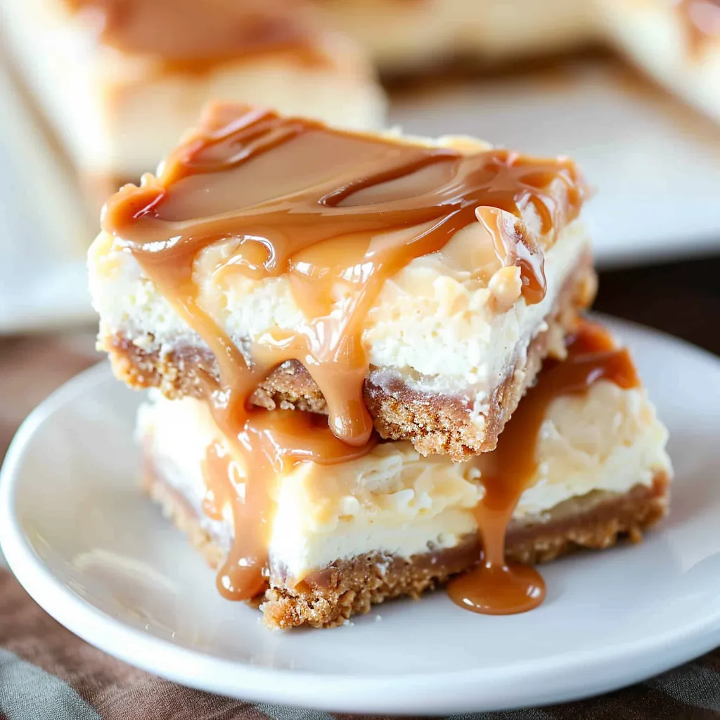 A slice of cheesecake with caramel drizzled on top.