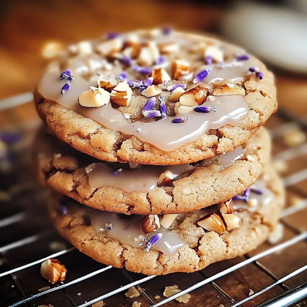 Three cookies stacked on a cooling rack.